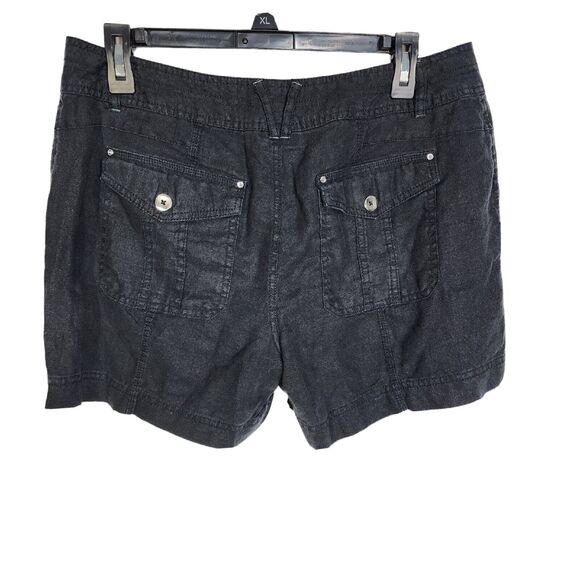 INC International Concepts Womens Shorts Sz 6 Black Casual 100% Linen Rhinestone - Picture 2 of 8